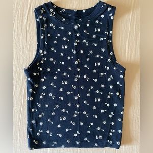 Hollister tank top, size: xs, color: blue with white flowers